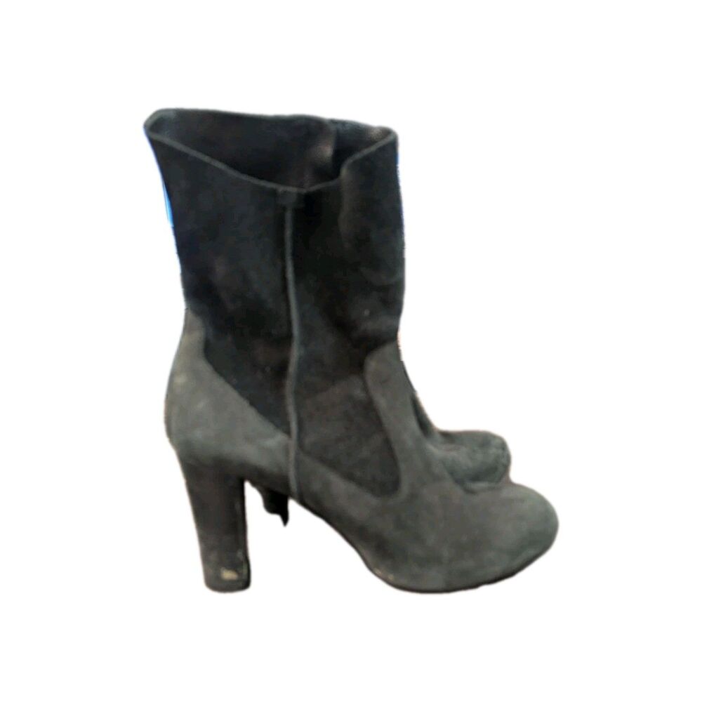 UGG BLACK ATHENA 1008701 SUEDE ZIPPER HEELED BOOTS‎ SIZE 9.5